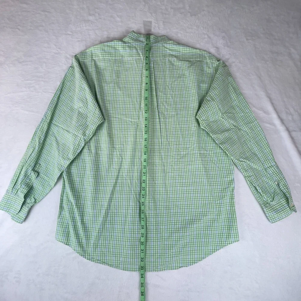 J.CREW Shirt Mens Large Green Check Cotton Long Sleeve Casual Collar Button Down
